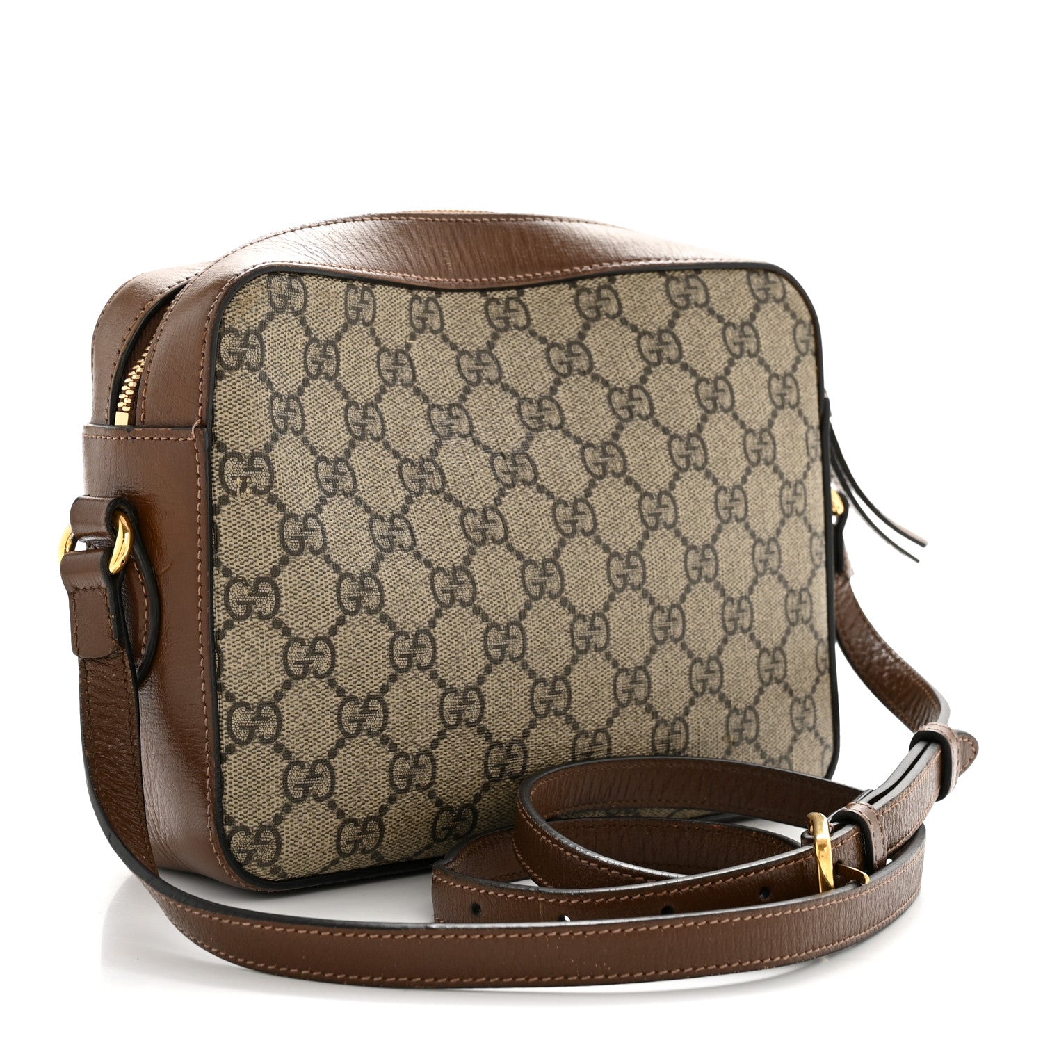 Gucci GG Supreme Monogram Small Horsebit 1955 Shoulder Bag Beige Brown Sugar