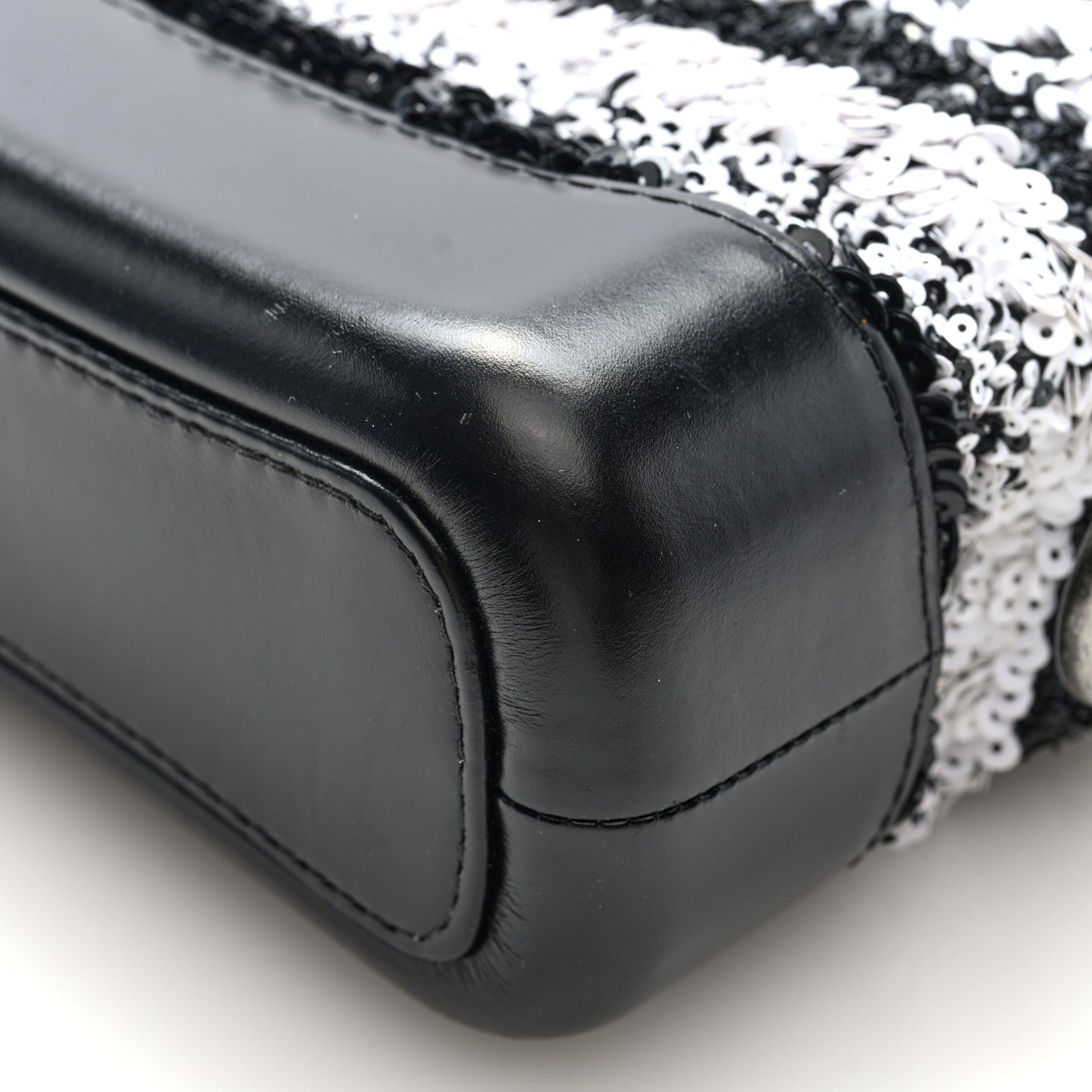 Chanel Sequin Calfskin Small Gabrielle Hobo Black White