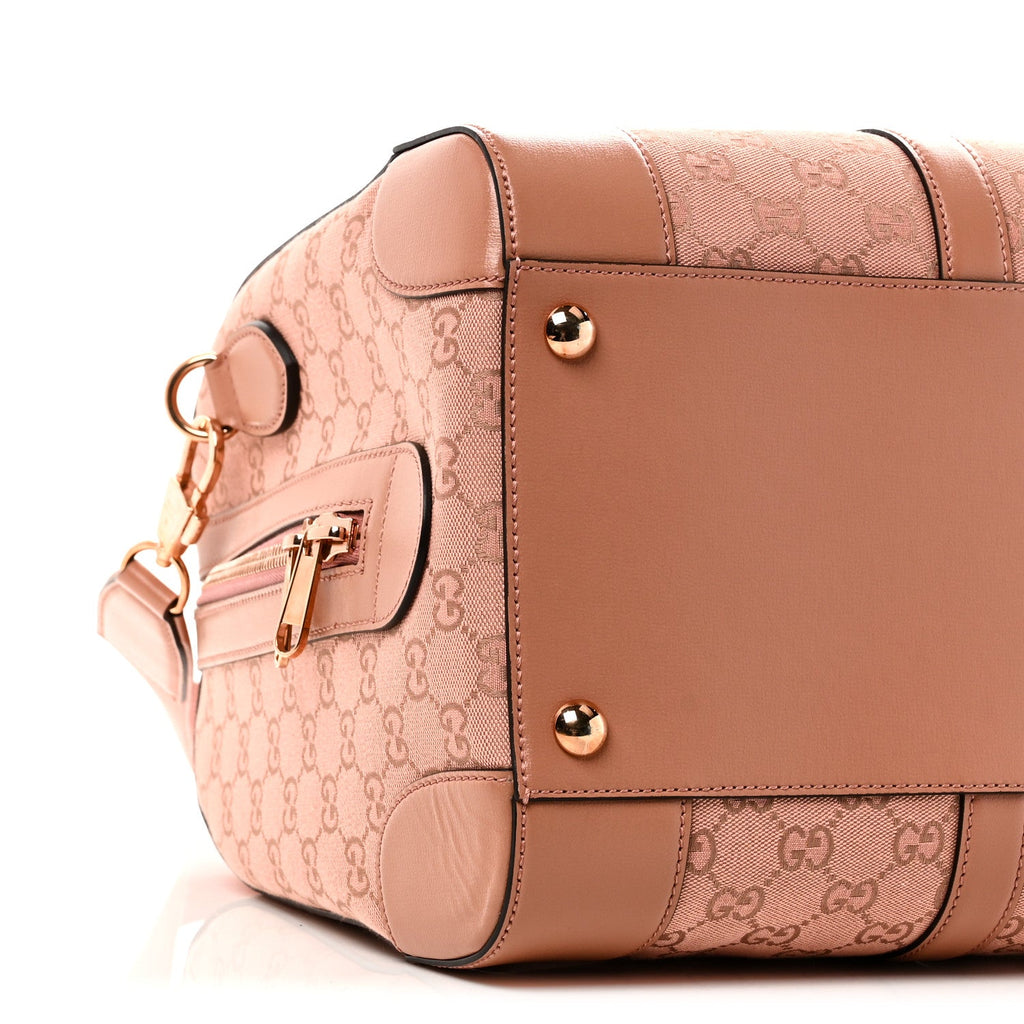 Gucci Monogram Azalea Calfskin Small Retro Interlocking G Duffle Bag Cloche Rose Pink