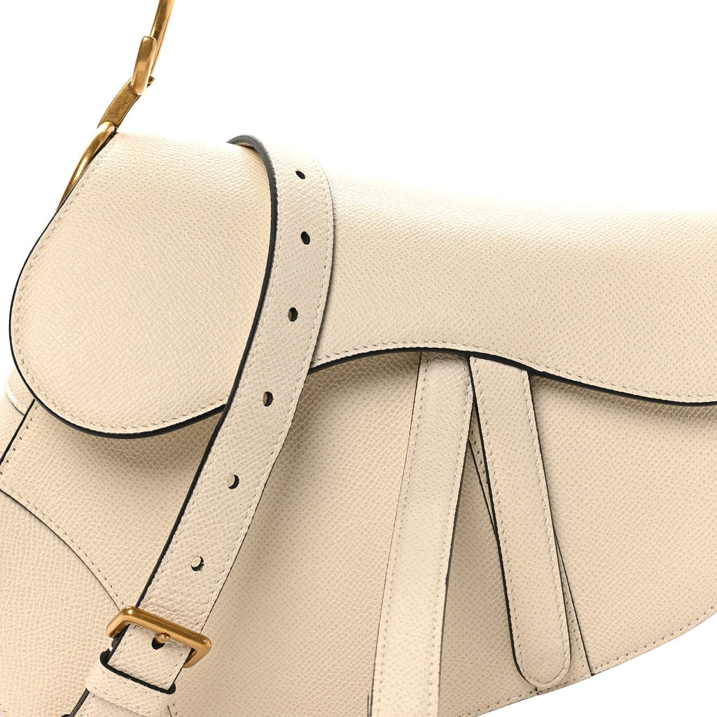 Christian Dior Grained Calfskin Saddle Bag With Strap Latte