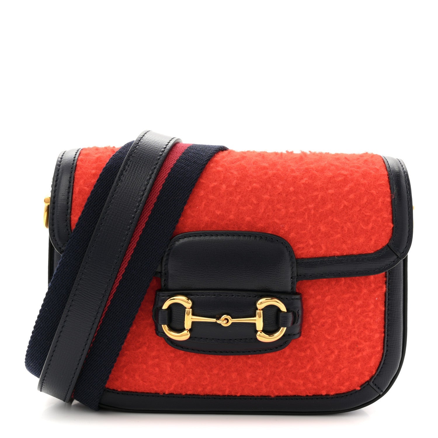 Gucci Casy Wool Azalea Calfskin Mini Horsebit 1955 Shoulder Bag Bitter Sweet Blue
