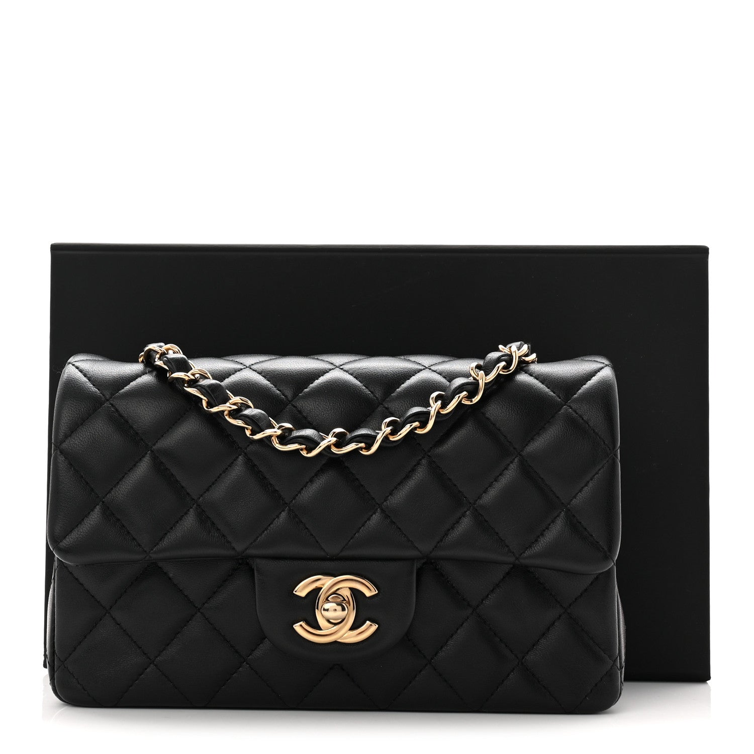 Chanel Lambskin Quilted Mini Rectangular Flap Black