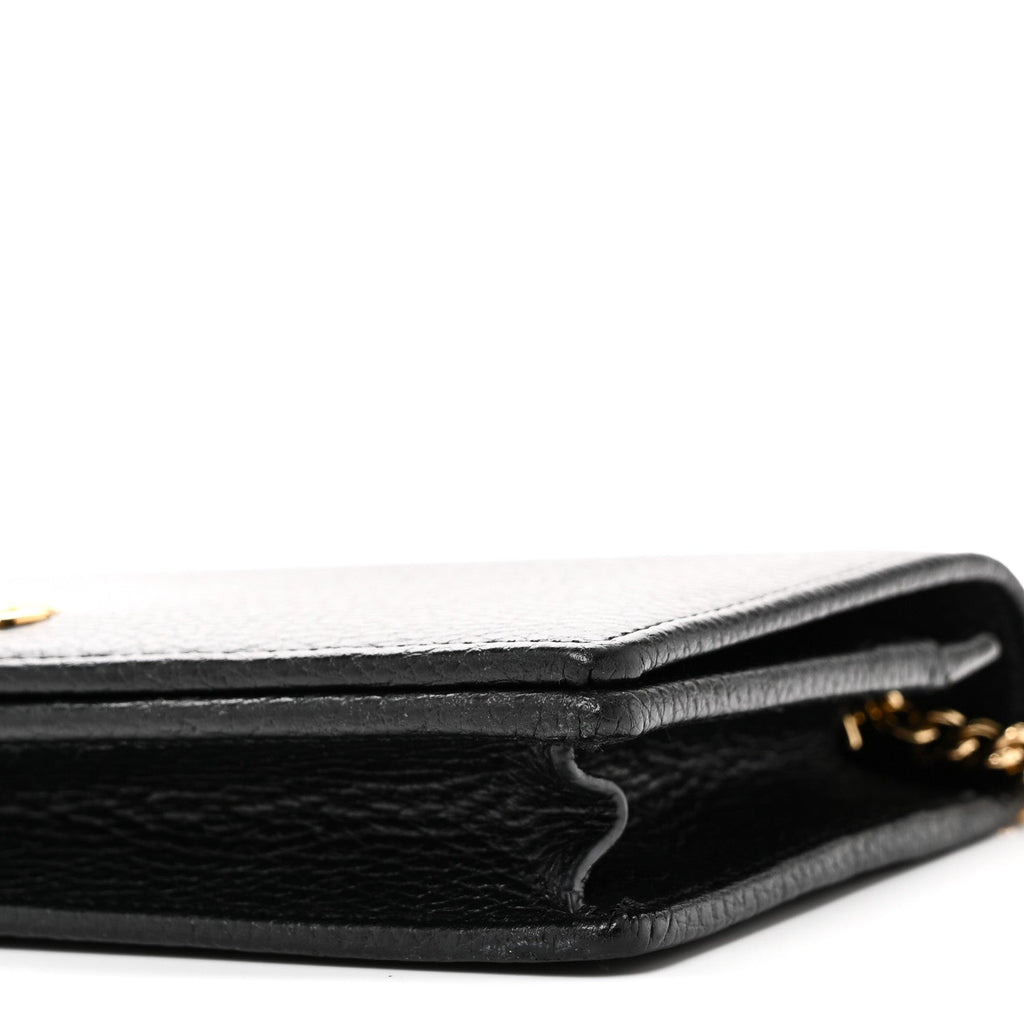 Gucci Calfskin Mini GG Marmont Chain Wallet Black