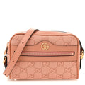 Gucci Monogram Textured Dollar Calfskin Mini Ophidia Shoulder Bag Cloche Rose Pink