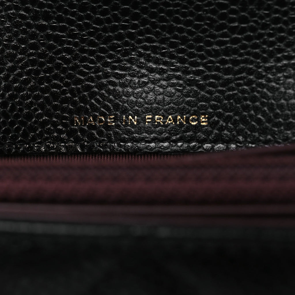 Caviar Quilted Large Gusset Flap Wallet Black
