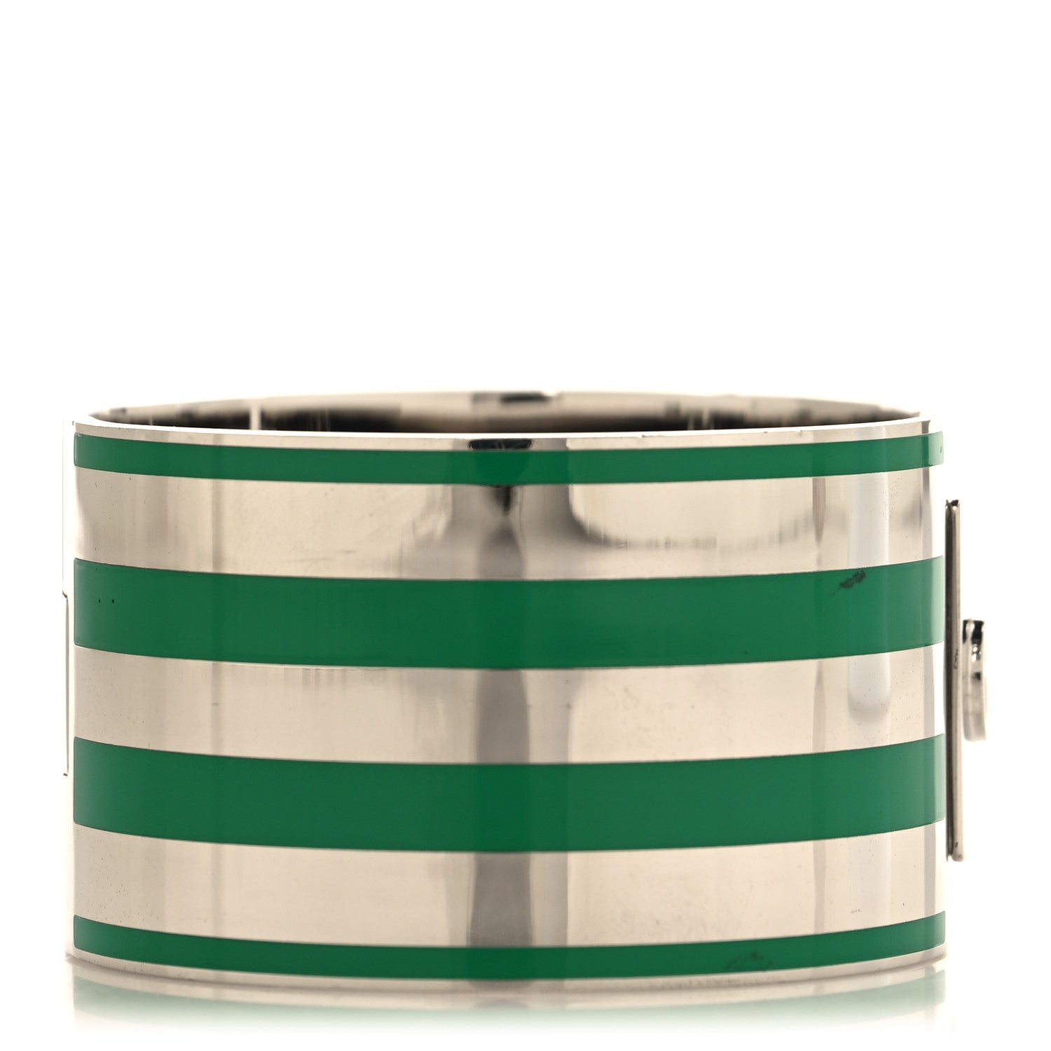 Gucci X ADIDAS Metal Enamel Cuff Bracelet S Silver Green