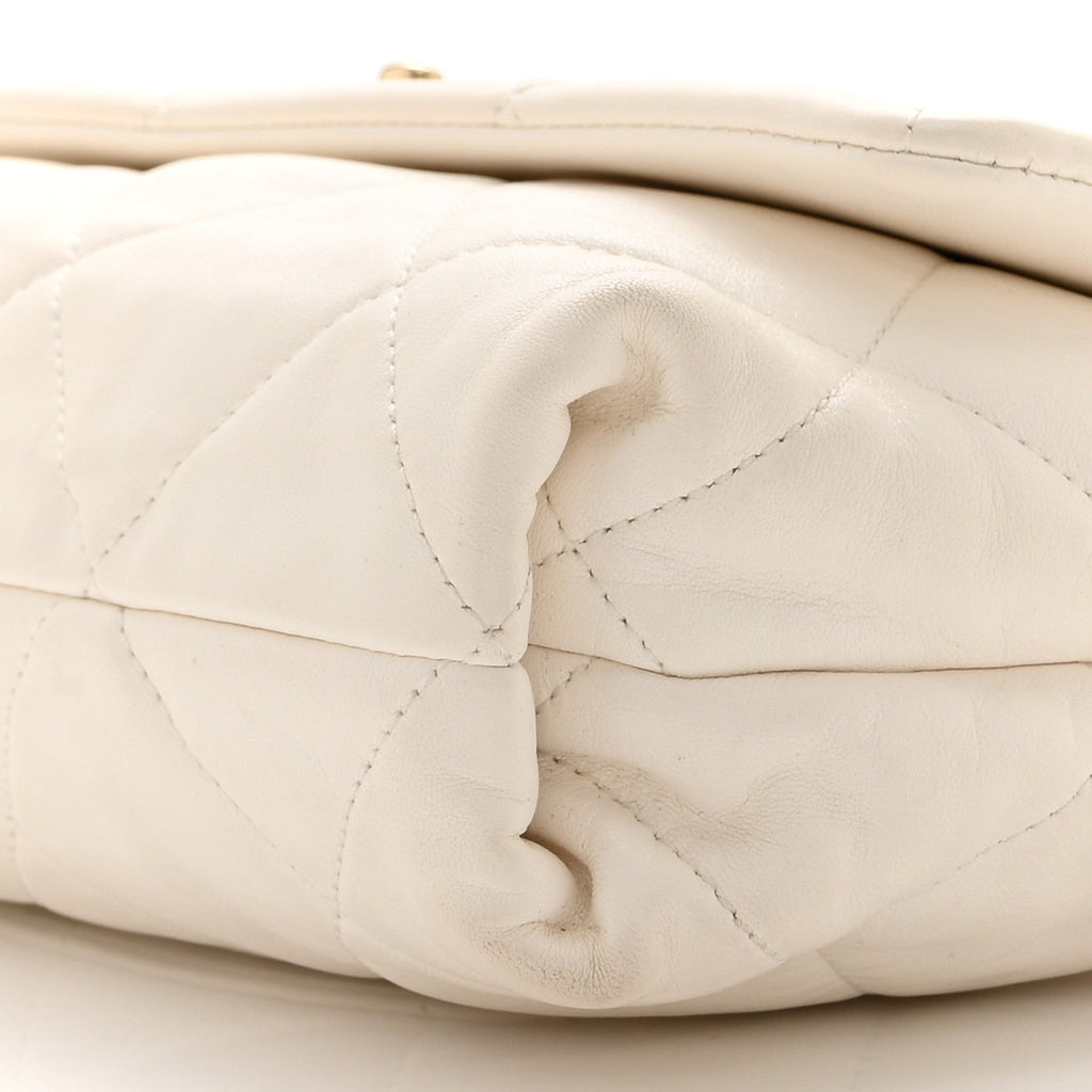 Chanel Lambskin Quilted Logo Strap Flap White