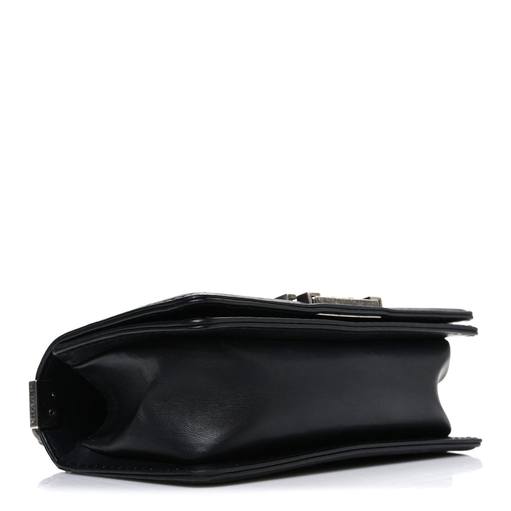 Chanel Calfskin Double Stitch Small Boy Flap Black