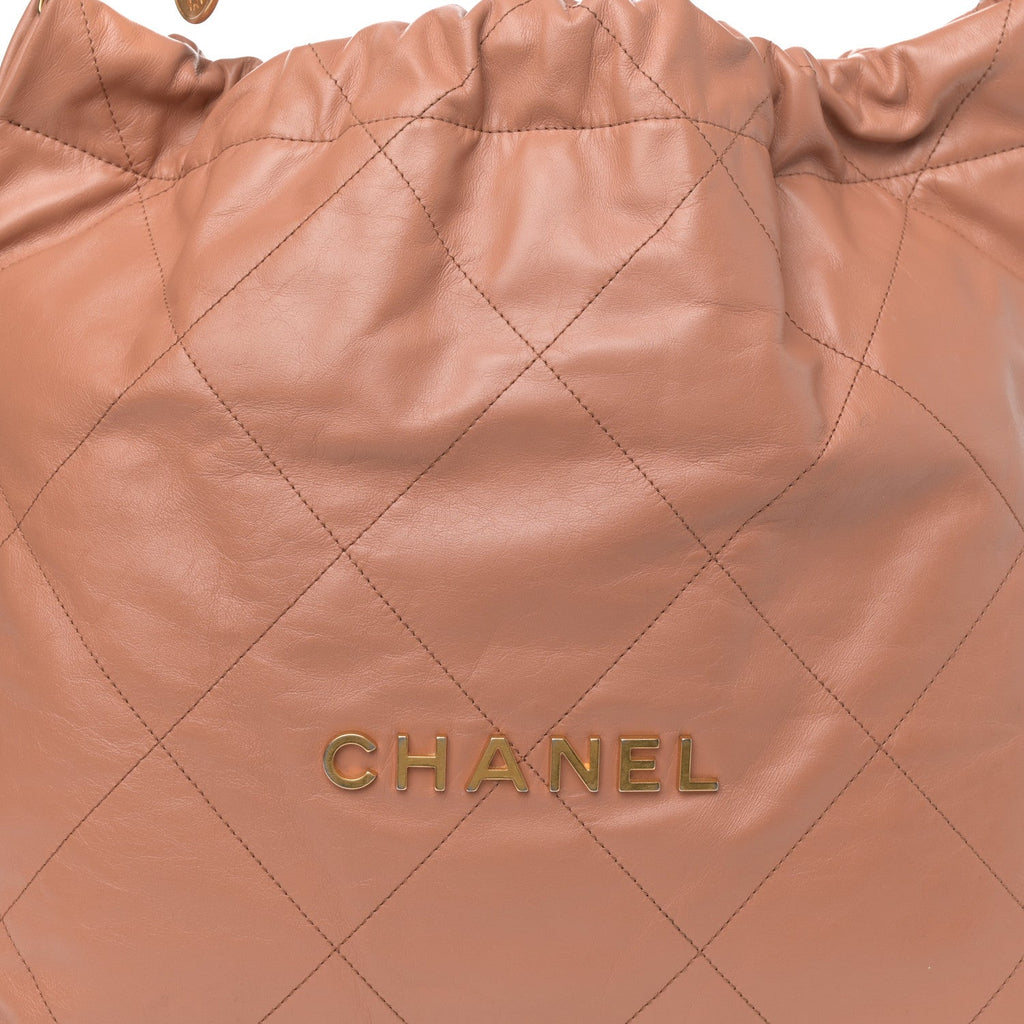 Chanel Shiny Calfskin Quilted Chanel 22 Brown