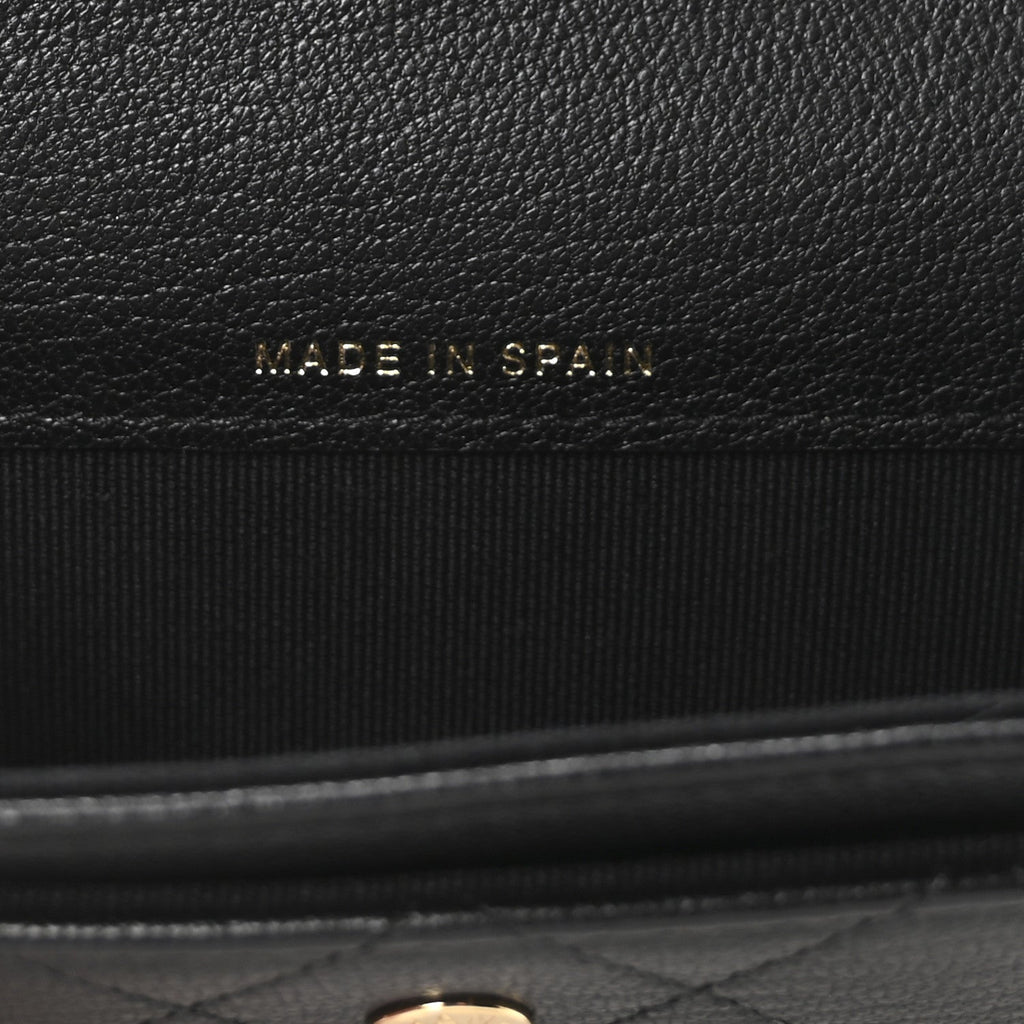 Goatskin Quilted Flap Card Holder Black