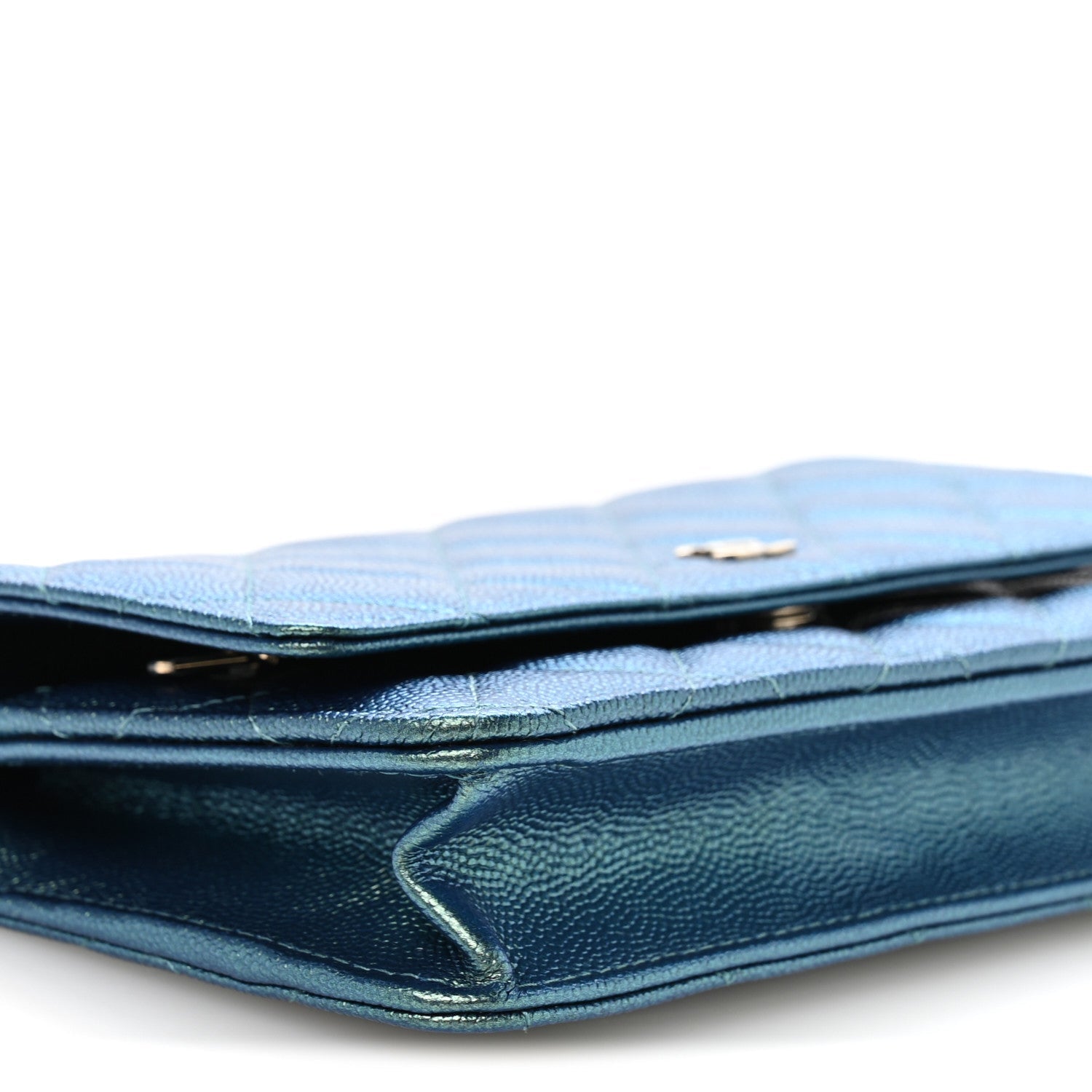 Chanel Iridescent Caviar Quilted Wallet on Chain WOC Dark Blue