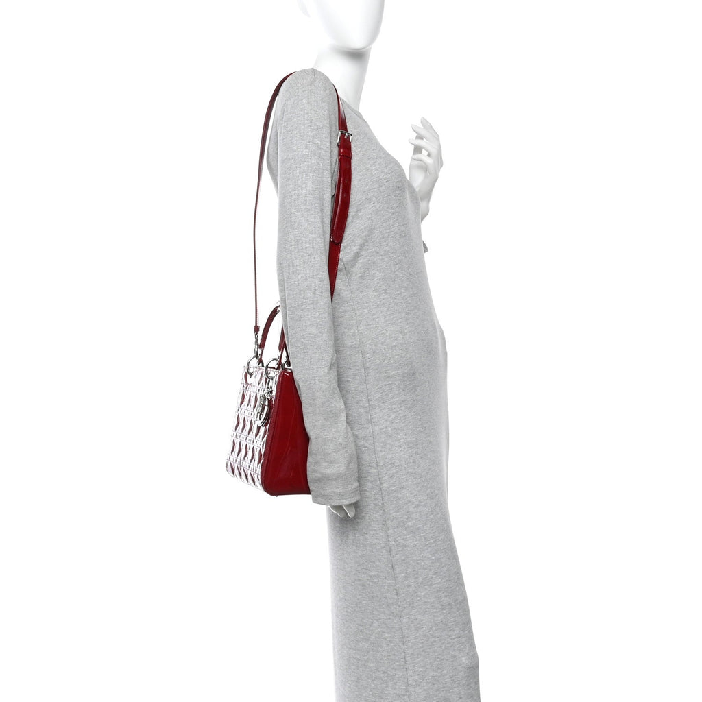 Christian Dior Patent Cannage Medium Lady Dior Red