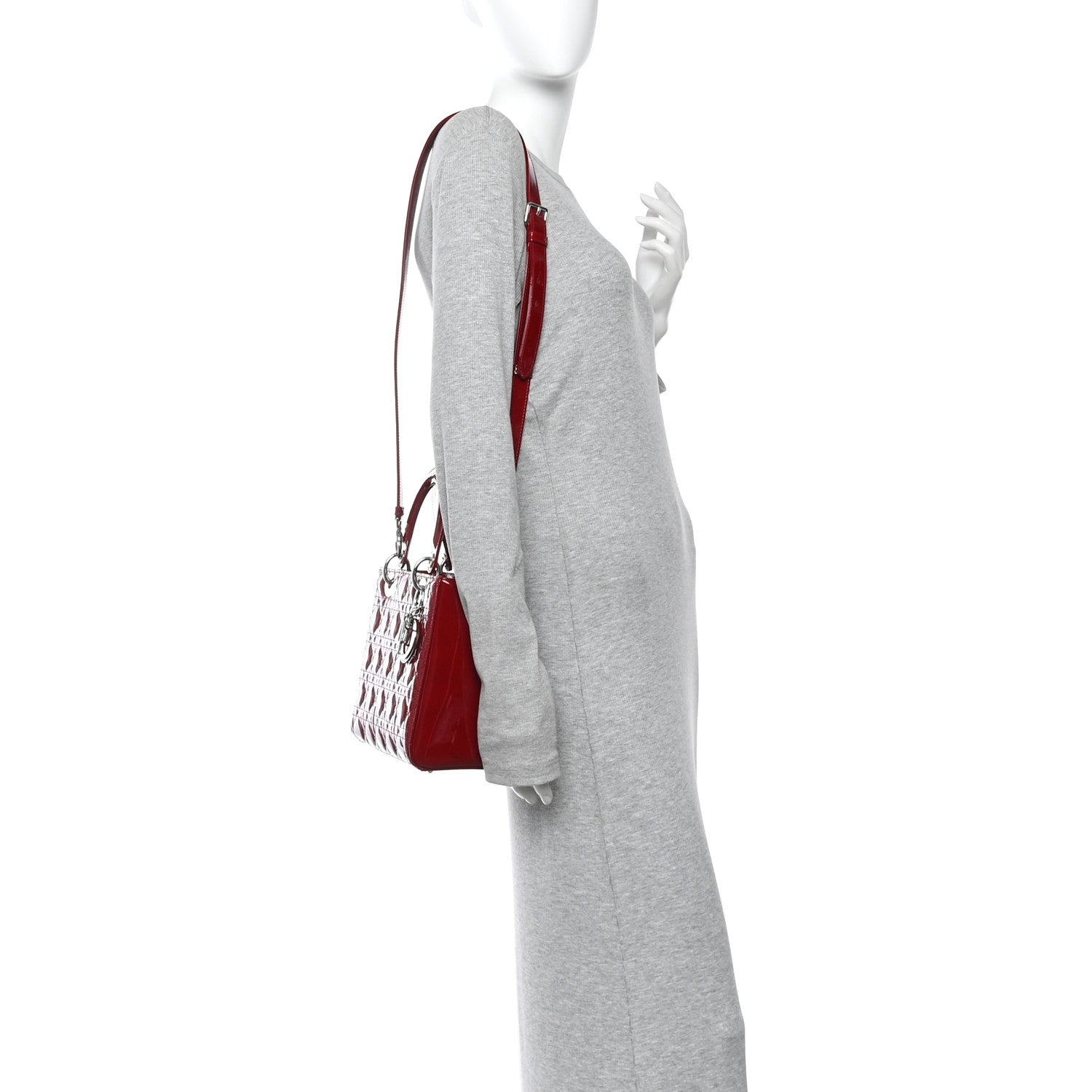 Christian Dior Patent Cannage Medium Lady Dior Red