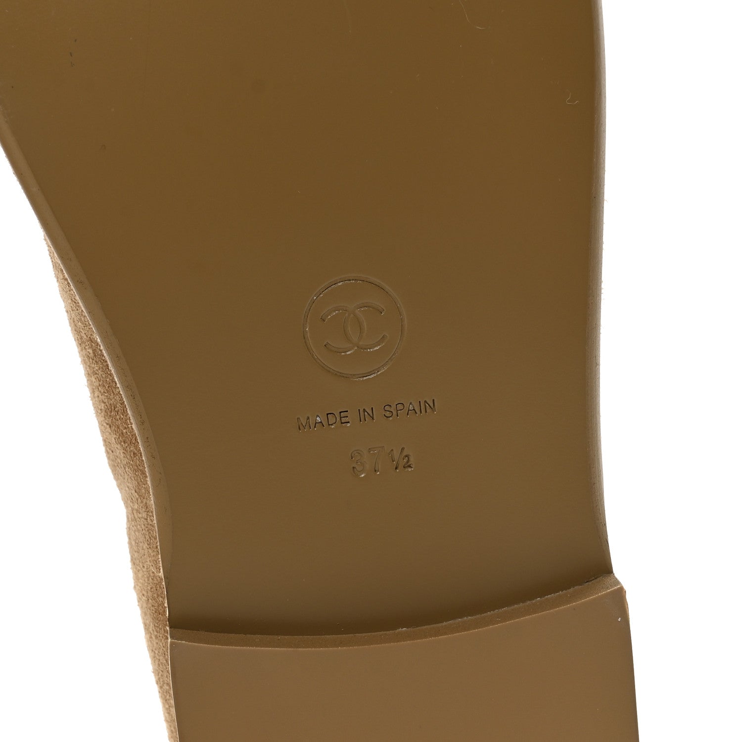 Chanel Suede Calfskin CC Loafers 37.5 Dark Beige
