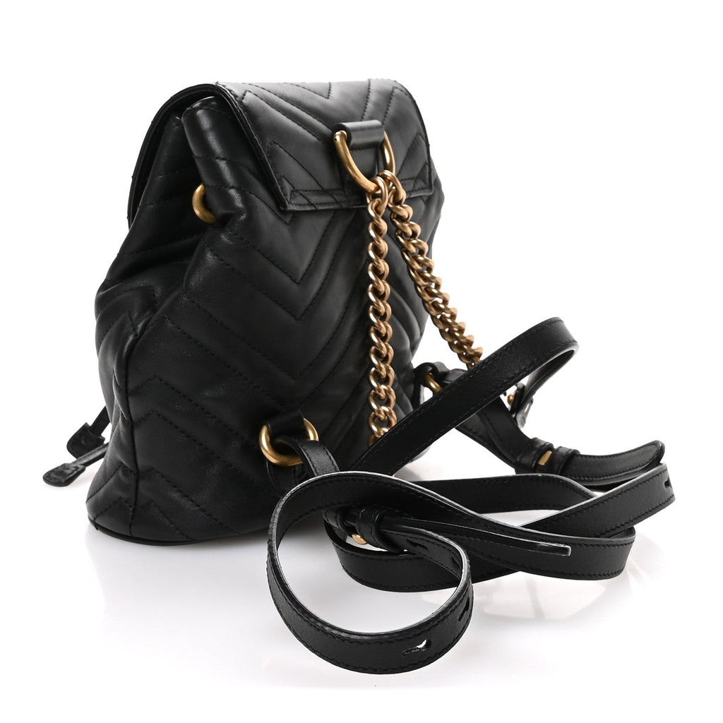 Gucci Calfskin Matelasse GG Marmont Flap Backpack Black