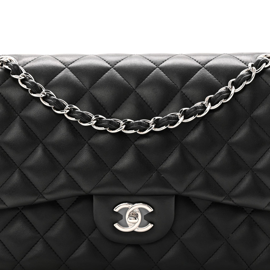 Chanel Lambskin Quilted Jumbo Double Flap Black