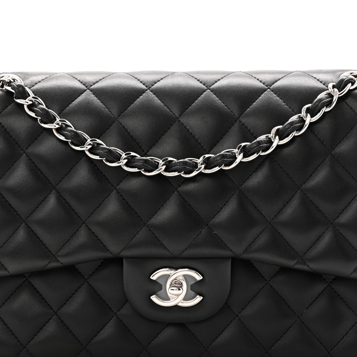 Chanel Lambskin Quilted Jumbo Double Flap Black
