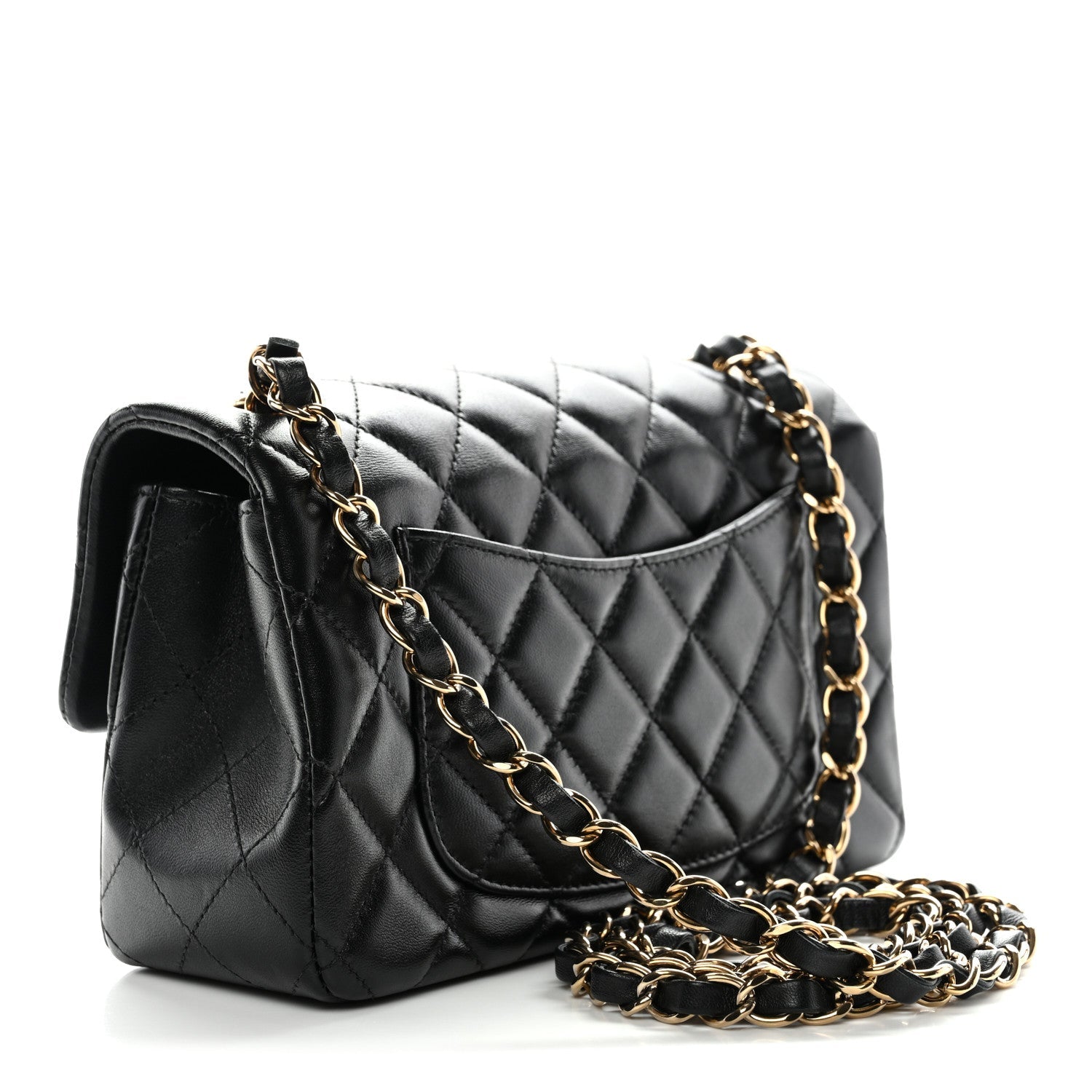 Chanel Lambskin Quilted Mini Rectangular Flap Black