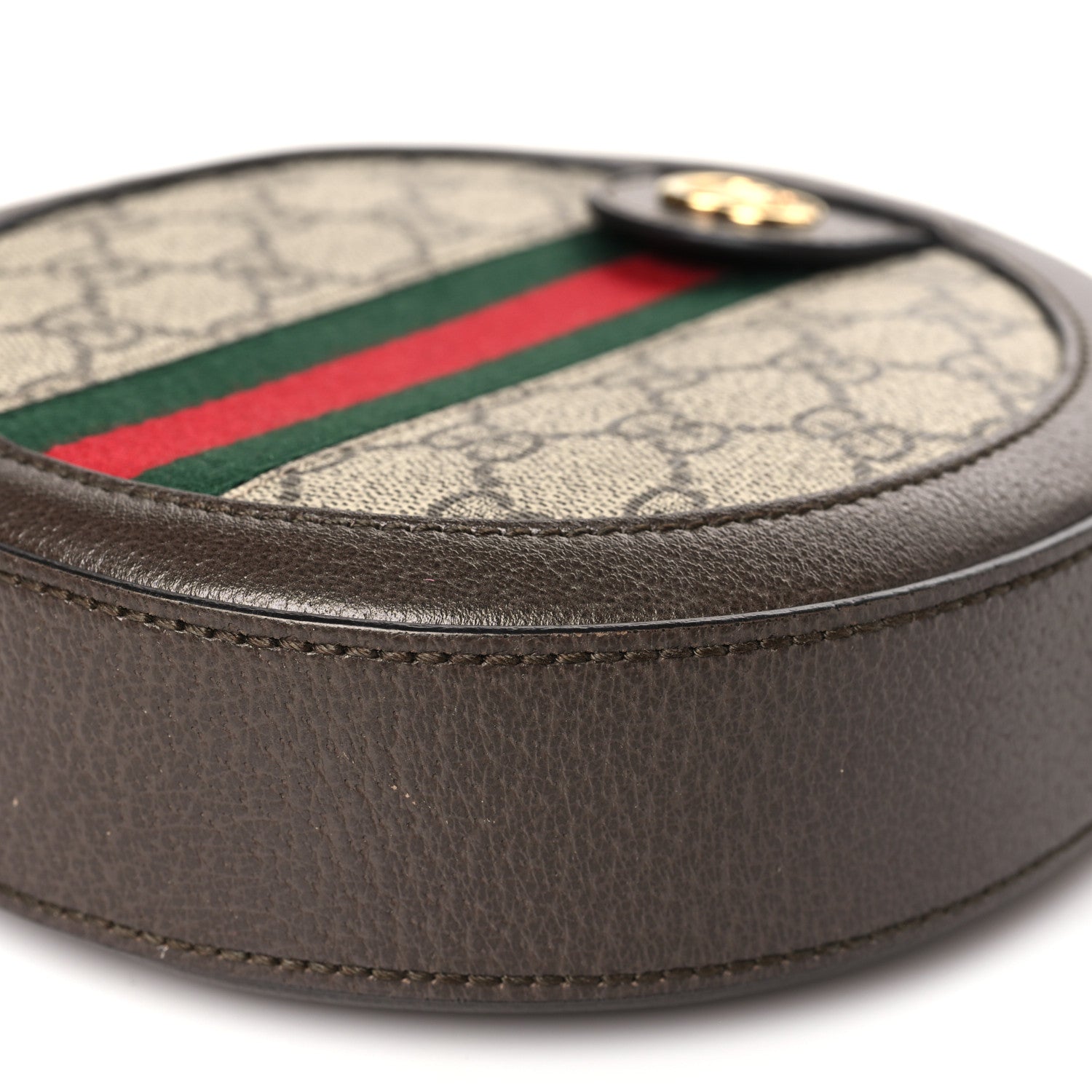 Gucci GG Supreme Monogram Web Mini Ophidia Round Shoulder Bag Brown
