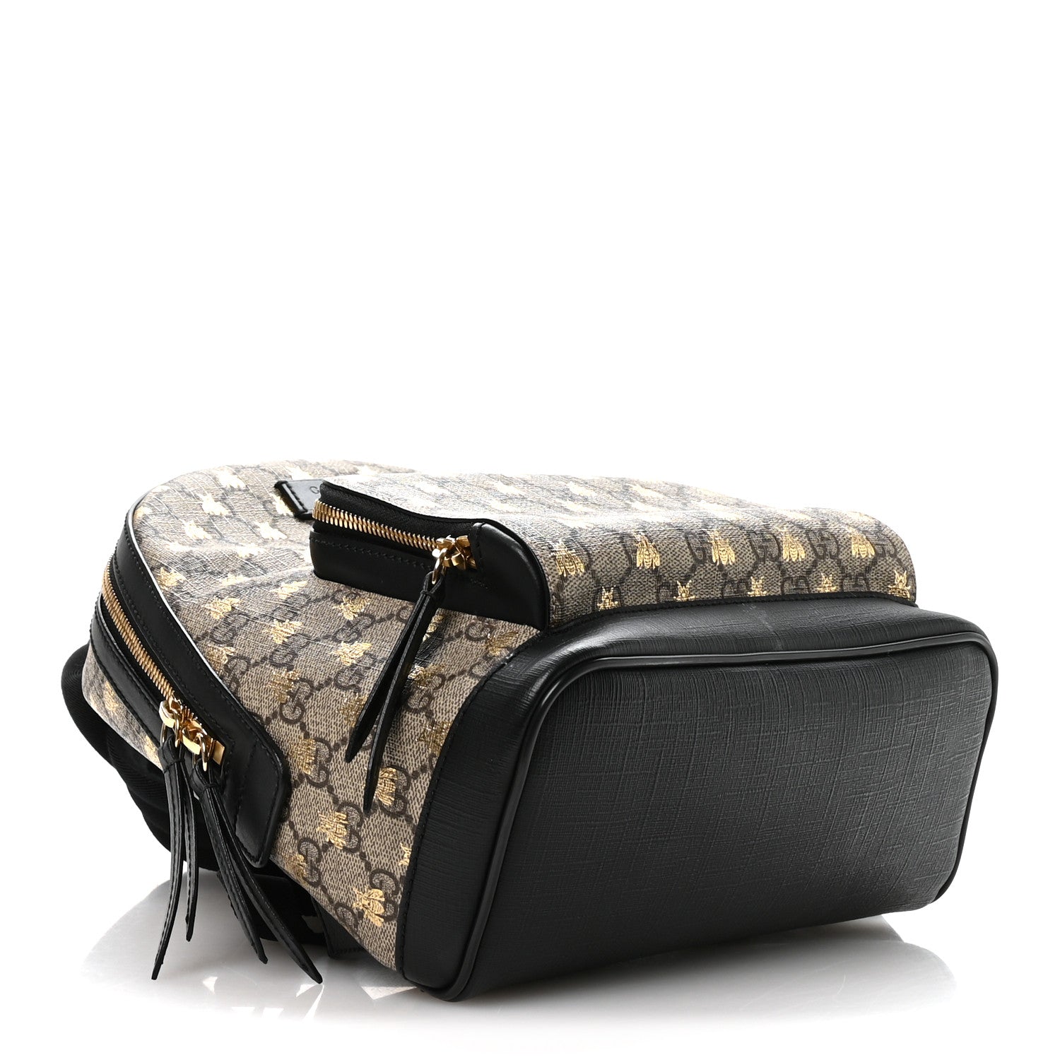 Gucci GG Supreme Monogram Bees Print Small Day Backpack Beige Oro Black