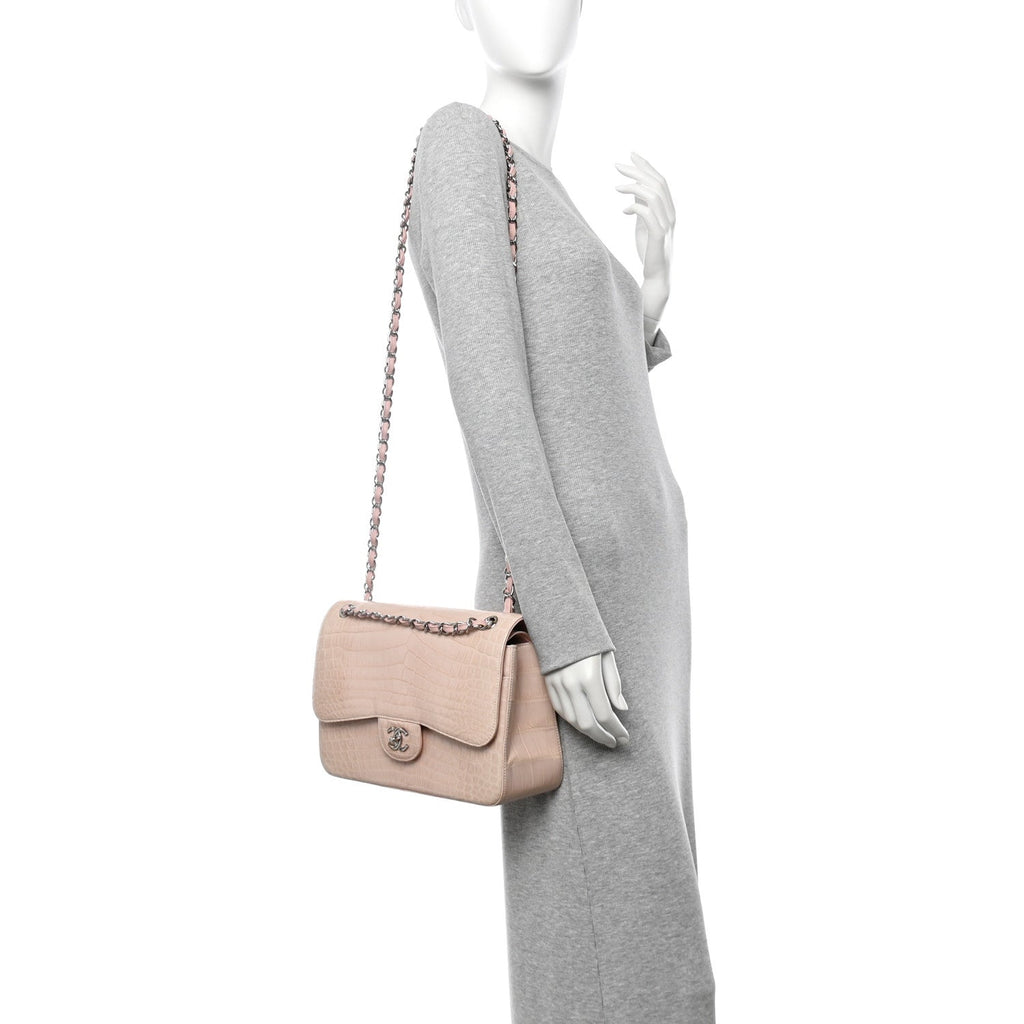 Chanel Alligator Jumbo Double Flap Light Pink