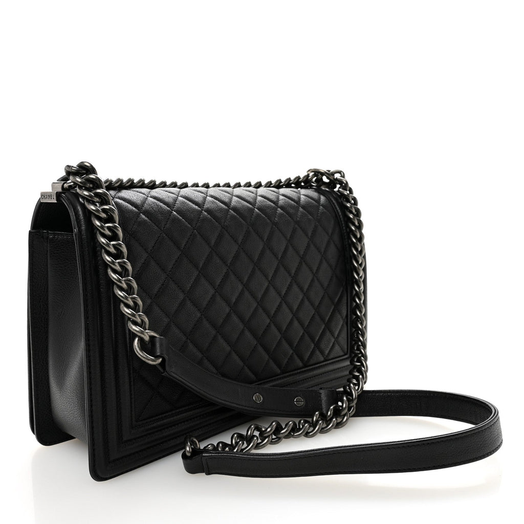 Chanel Grained Calfskin Quilted New Medium Boy Flap Black