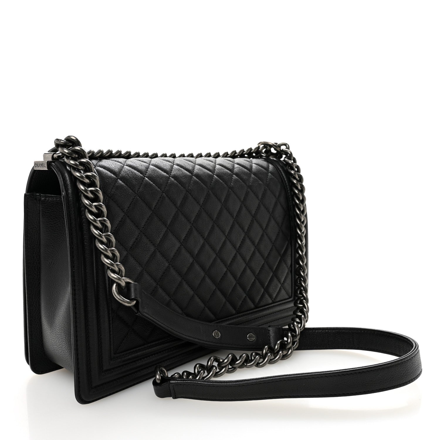 Chanel Grained Calfskin Quilted New Medium Boy Flap Black
