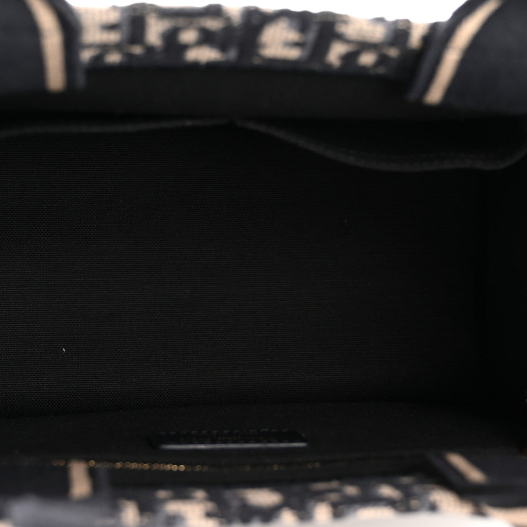 Christian Dior Oblique Calfskin Small Book Tote With Strap Blue Multicolor