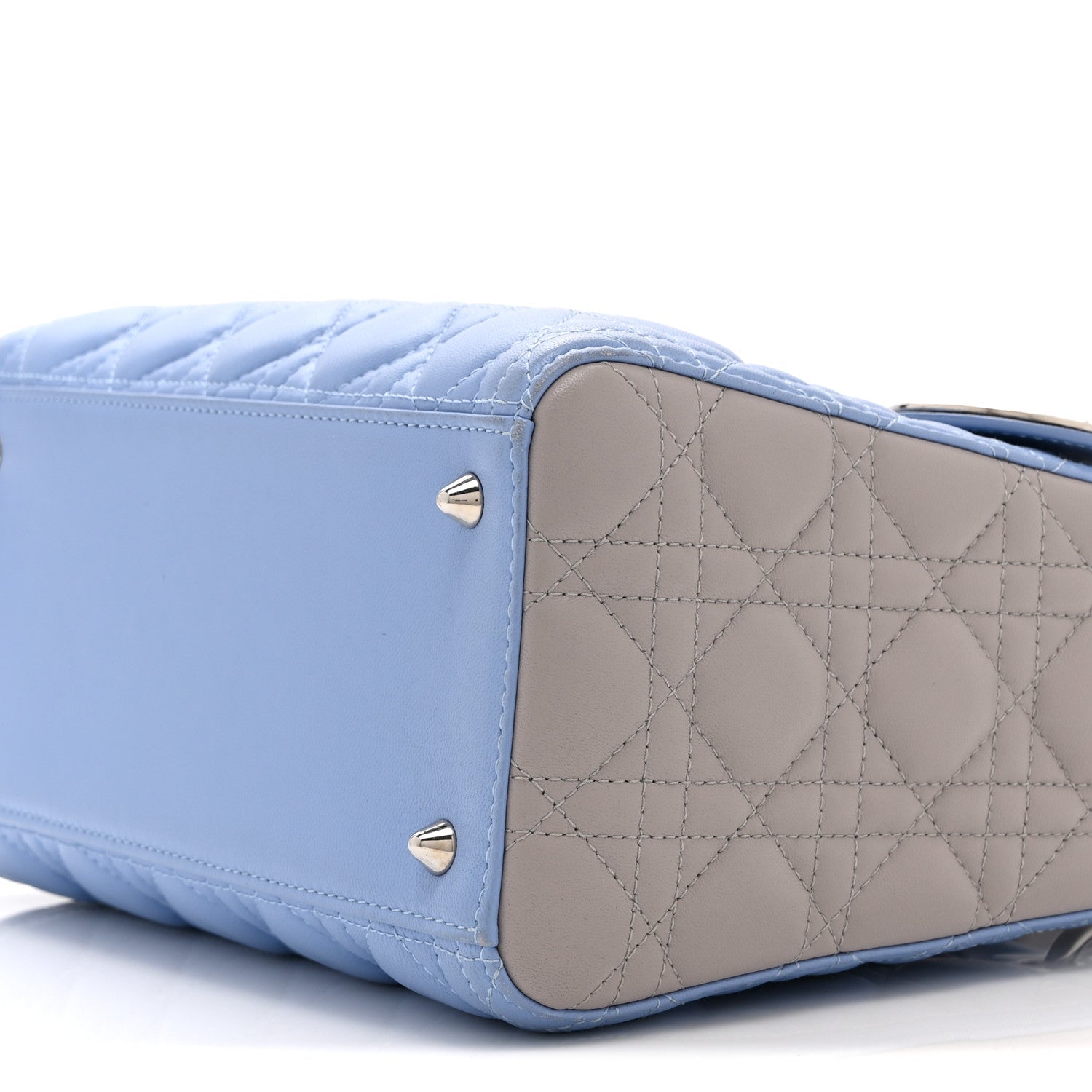 Christian Dior Lambskin Cannage Medium Bi-Color Lady Dior Blue Gray