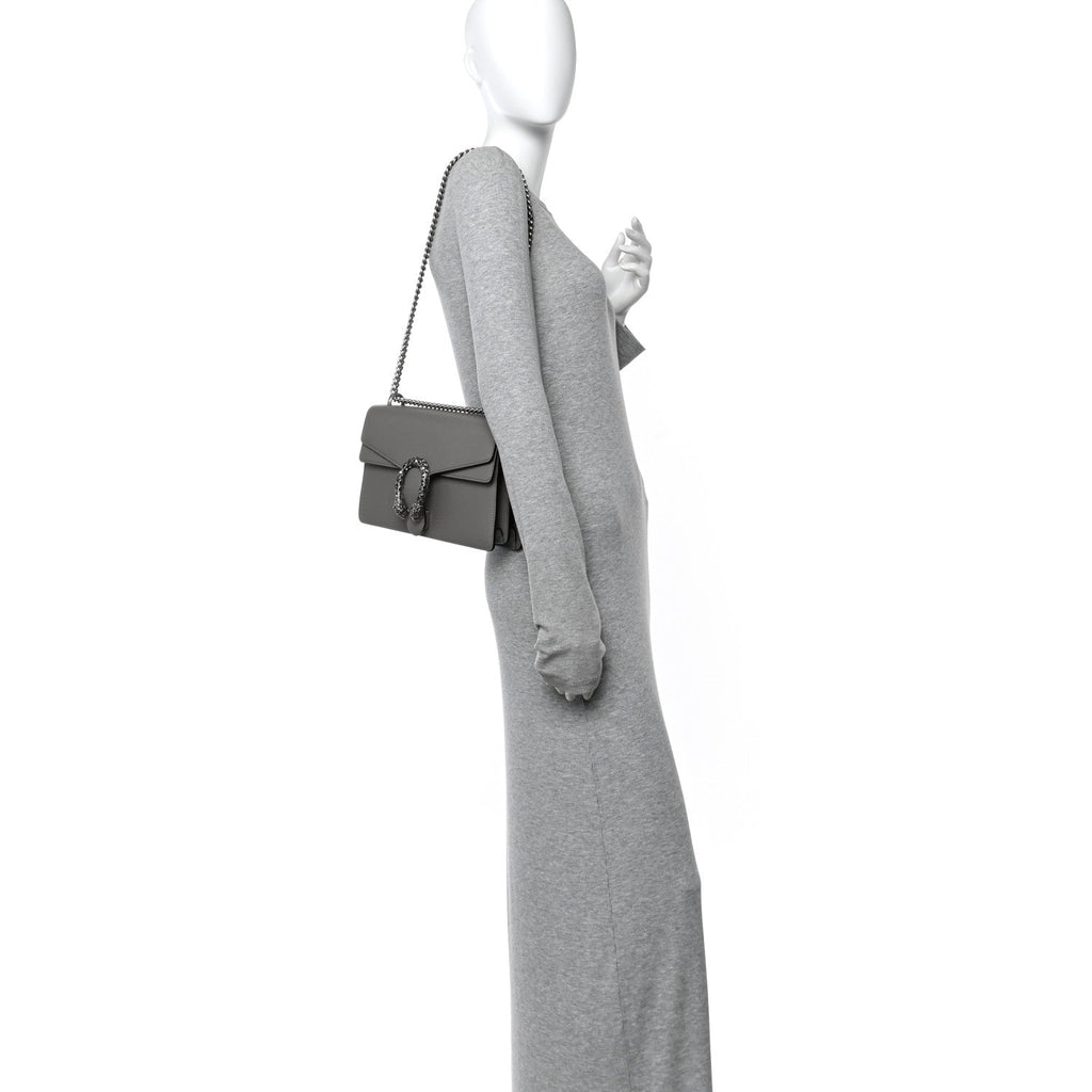 Gucci Pebbled Calfskin Small Dionysus Shoulder Bag Dusty Grey