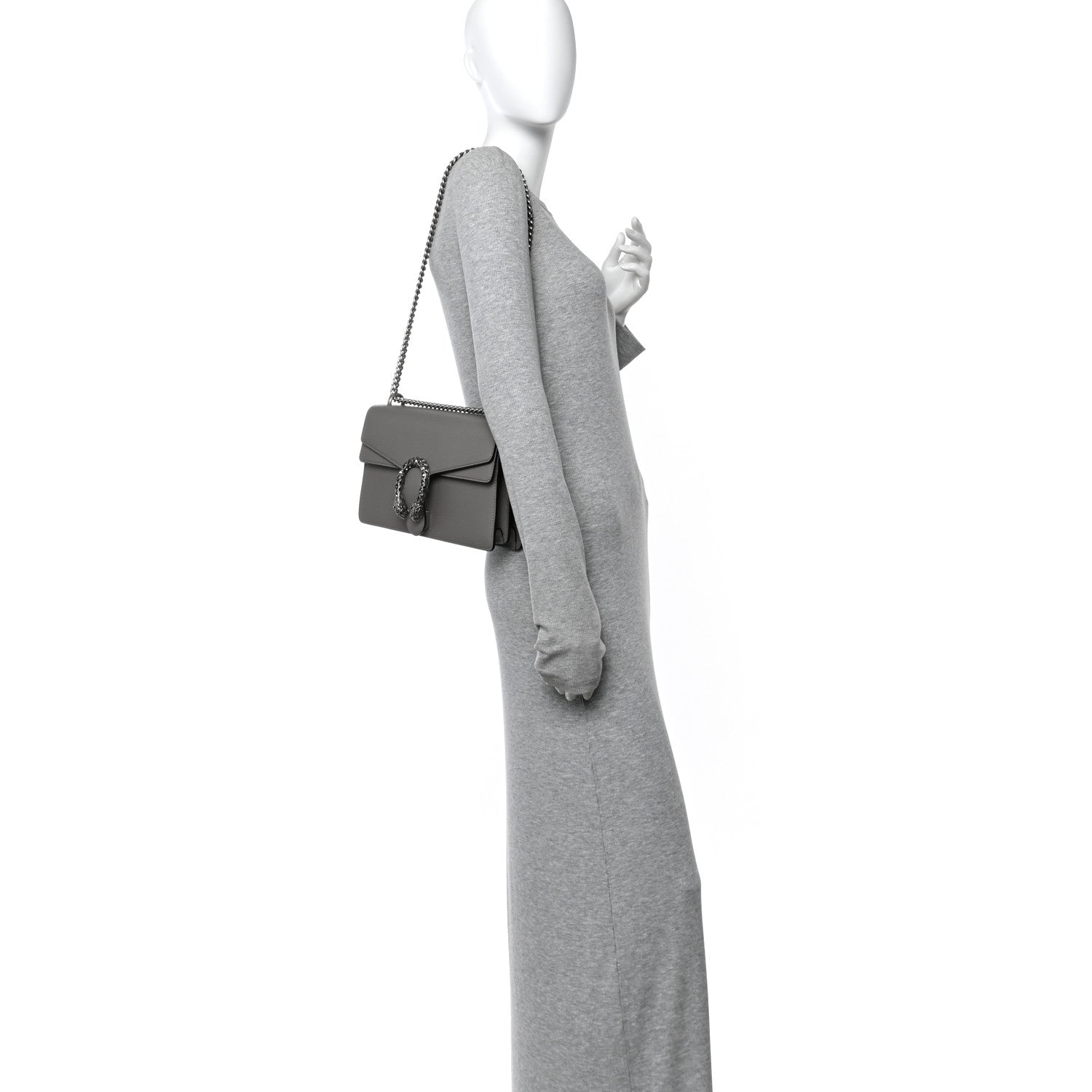 Gucci Pebbled Calfskin Small Dionysus Shoulder Bag Dusty Grey