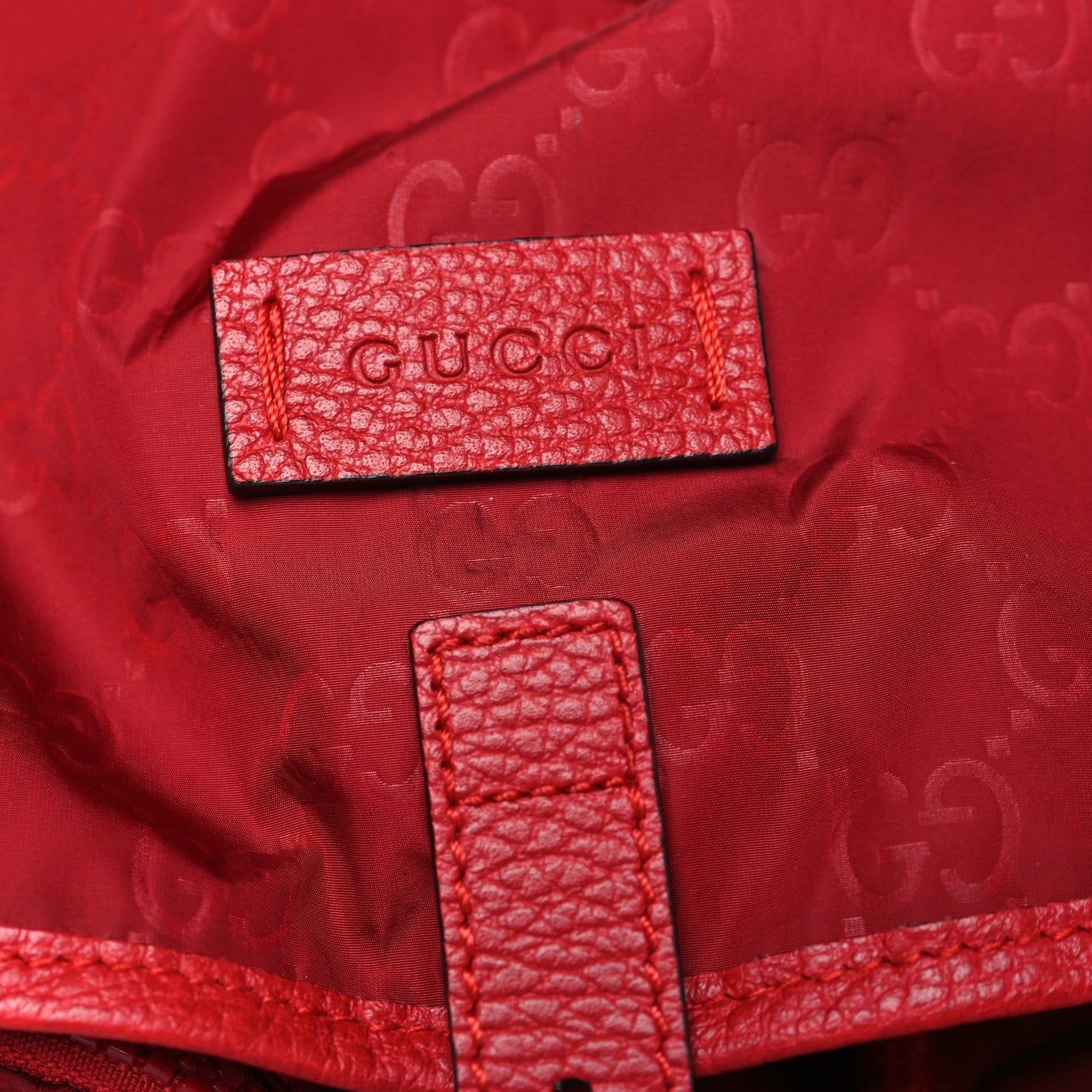 Gucci Nylon Monogram Medium Light Single Buckle Backpack Vibrant Red