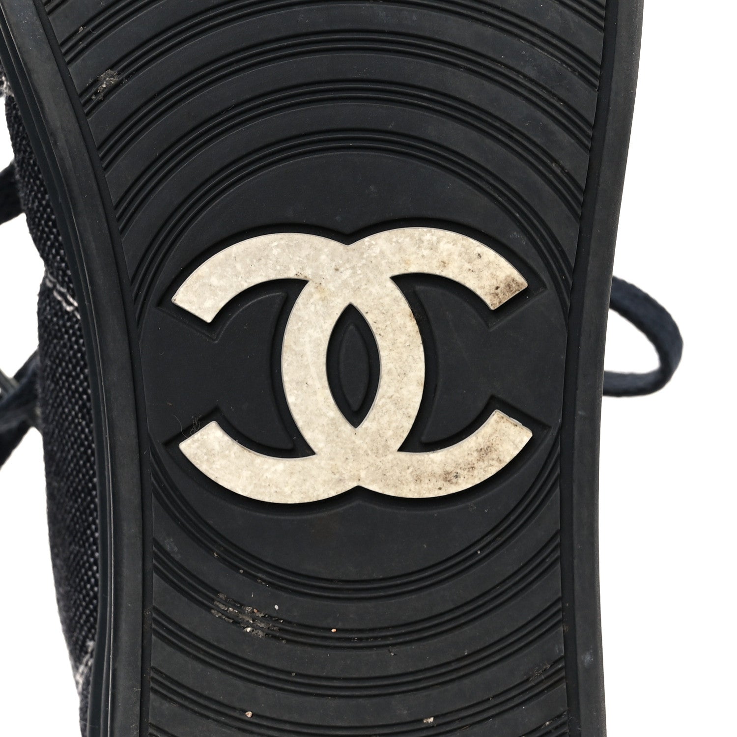 Chanel Toile Suede Calfskin CC Low Top Sneakers 36 Dark Grey