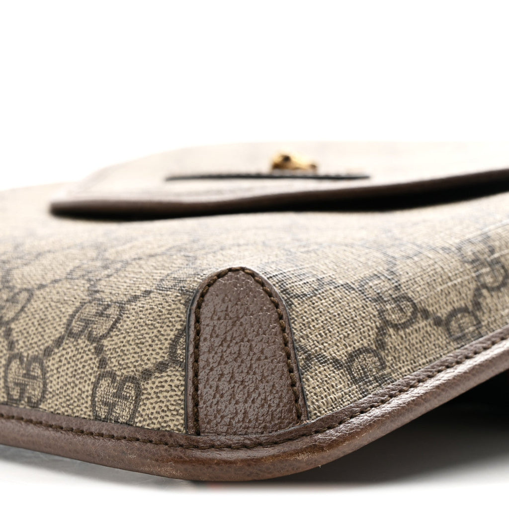 Gucci GG Supreme Monogram Web Medium Neo Vintage Flap Messenger Bag Beige New Acero