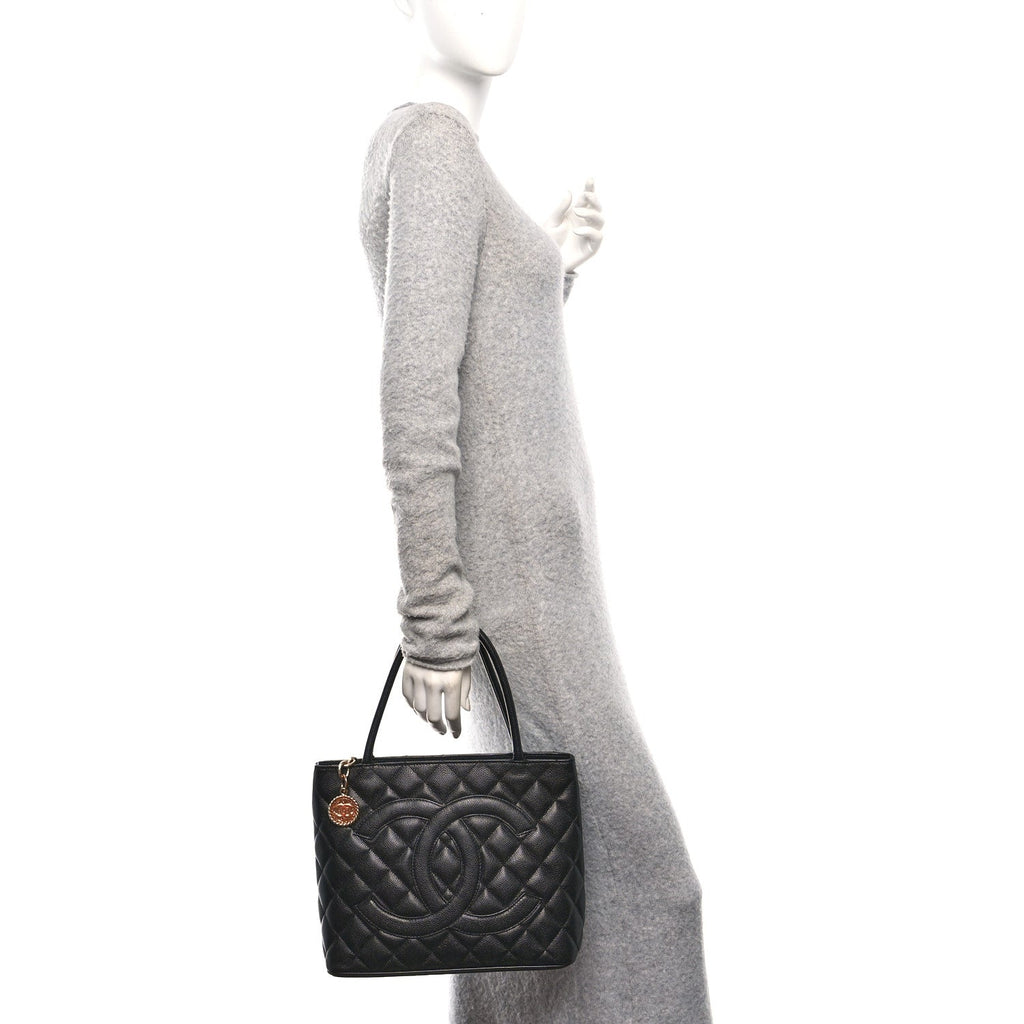 Chanel Caviar Quilted Medallion Tote Black