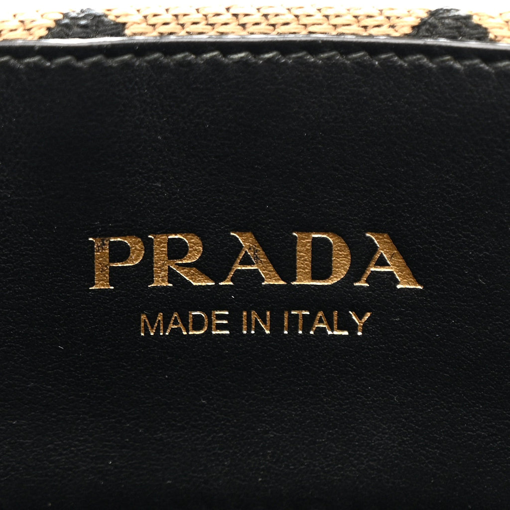 Prada Jacquard Saffiano Triangolo Symbole Embroidered Large Tote Black Corda