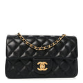 Chanel Lambskin Quilted Mini Rectangular Pearl Crush Flap Black