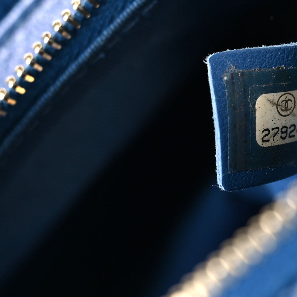 Chanel Iridescent Calfskin Quilted All About Waist Belt Bag Dark Blue