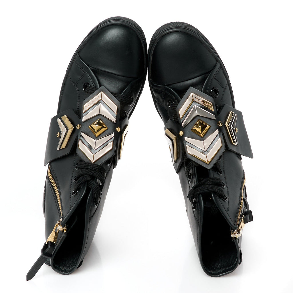 Louis Vuitton Calfskin Punchy Karakoram Sneaker Boots 37.5 Black