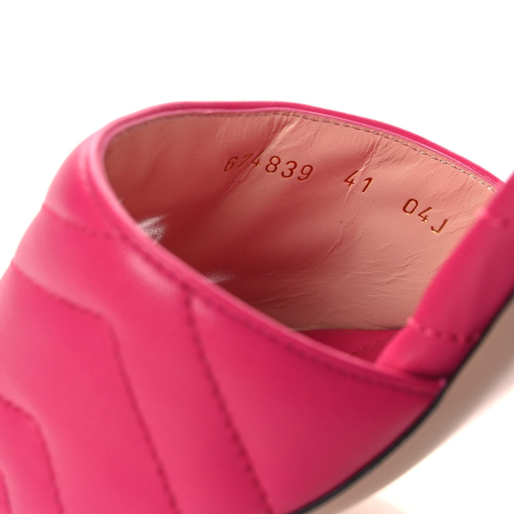 Gucci Nappa Matelasse GG Marmont 75mm Slide Sandals 41 Box Pink