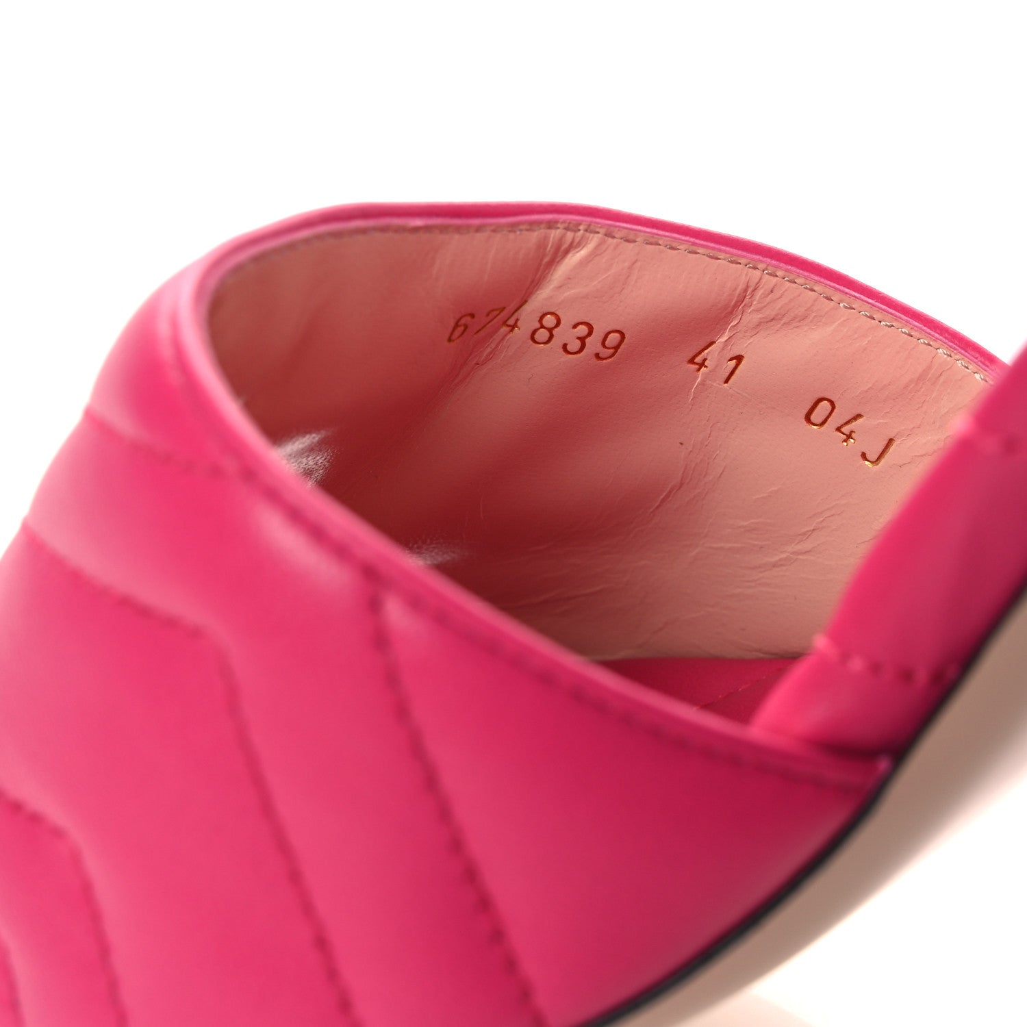 Gucci Nappa Matelasse GG Marmont 75mm Slide Sandals 41 Box Pink
