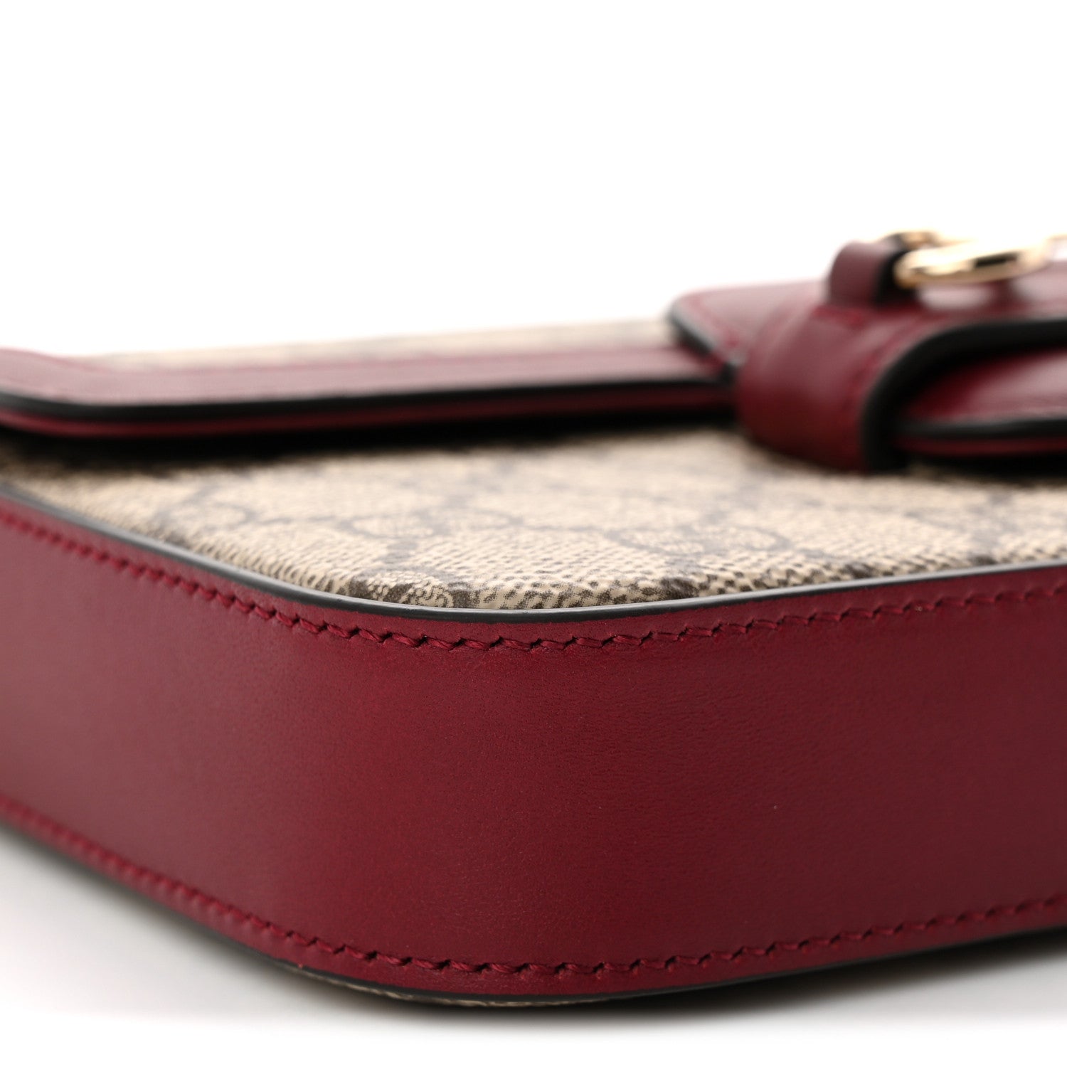 Gucci GG Supreme Monogram Azalea Calfskin Horsebit 1955 Mini Bag Beige Ebony Rosso Ancora