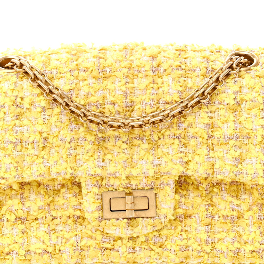 Chanel Tweed Quilted 2.55 Reissue Mini Flap Yellow