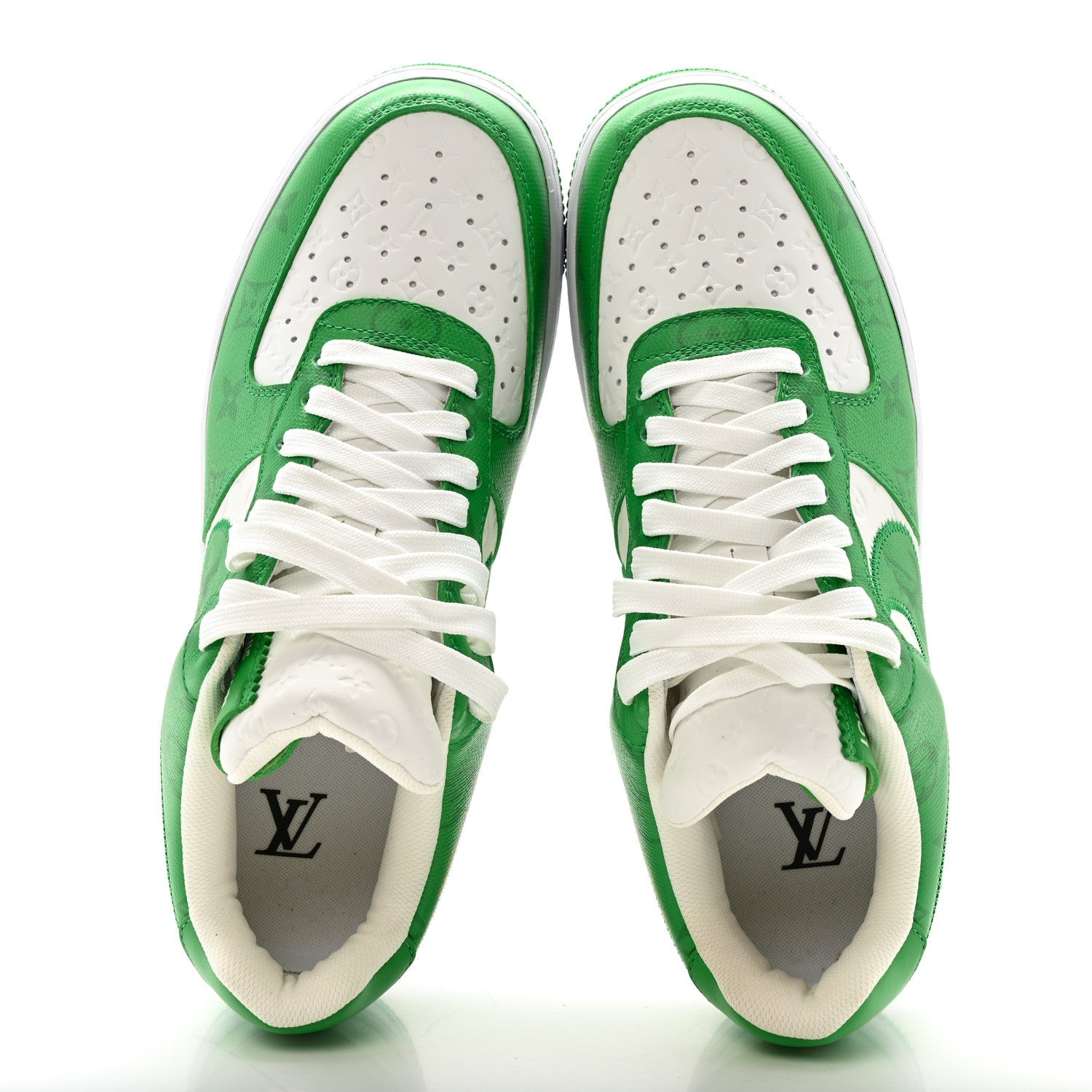 Louis Vuitton X NIKE AIR FORCE 1 Calfskin Monogram Mens Low Top Sneakers 8 Green