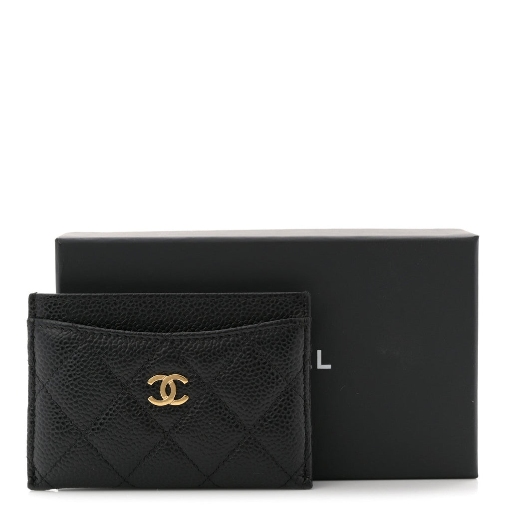 Caviar Quilted Card Holder Black