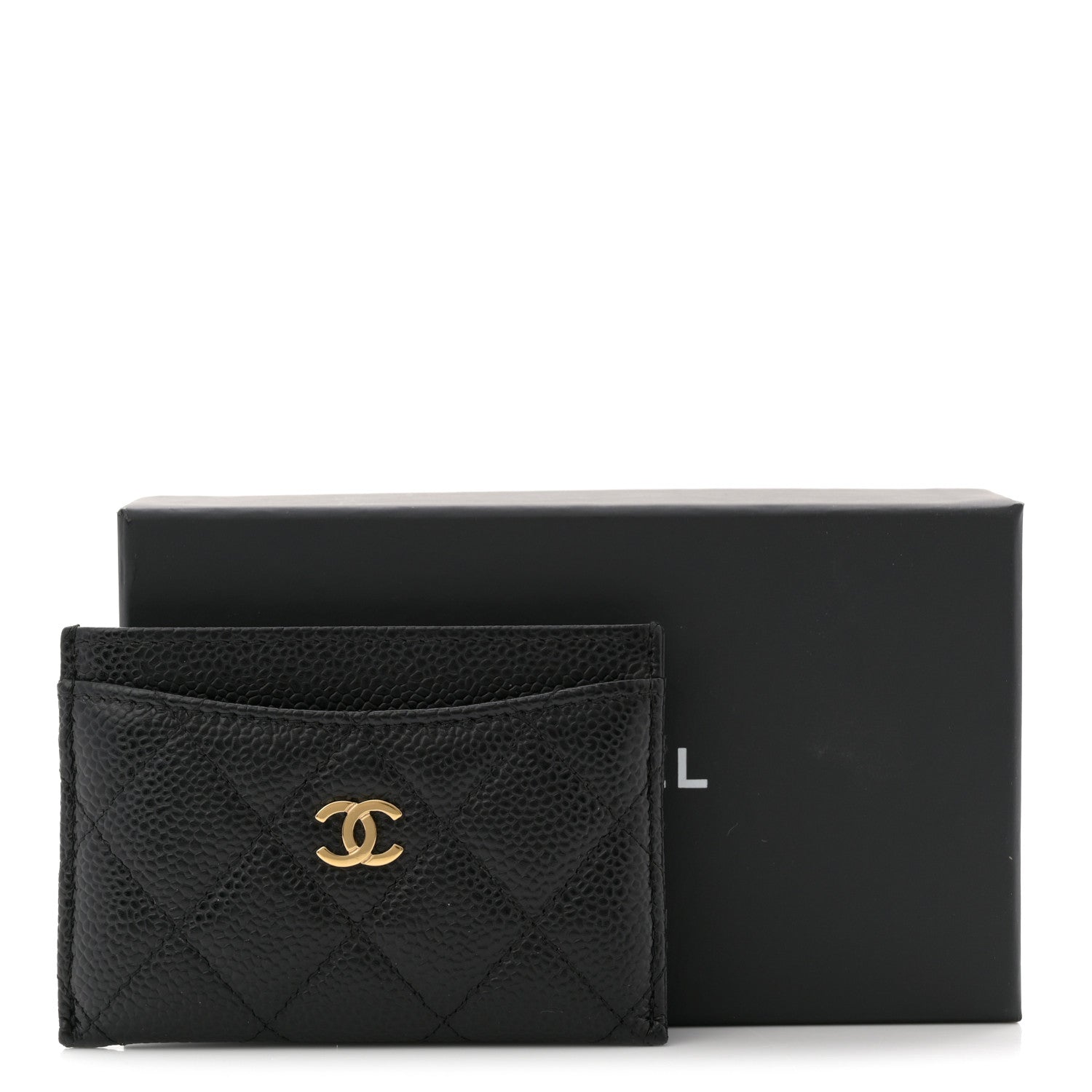 Caviar Quilted Card Holder Black