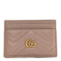 Gucci Calfskin Matelasse GG Marmont Card Holder Porcelain Rose