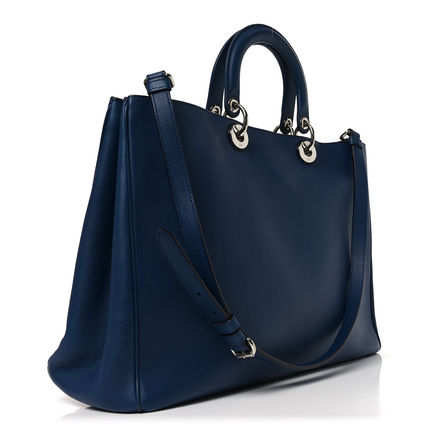 Christian Dior Smooth Calfskin Large Diorissimo Tote Blue
