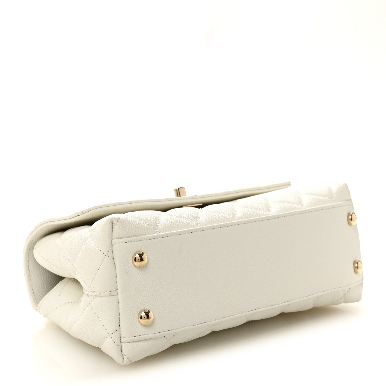 Chanel Caviar Quilted Mini Coco Handle Flap White