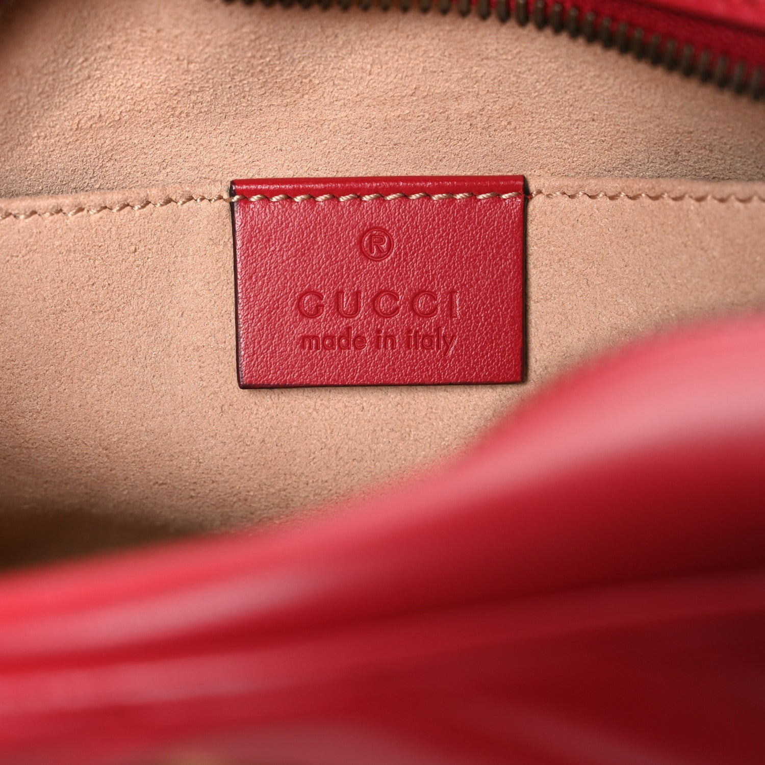 Gucci Calfskin Matelasse Small GG Marmont Chain Shoulder Bag Hibiscus Red